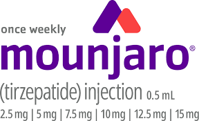 Mounjaro logo - Once weekly Mounjaro (tirzepitide) injection mg, 7.5 mg, 0.5ml, 2.5 mg, 5mg, 7.5mg, 12.5 mg, 15mg